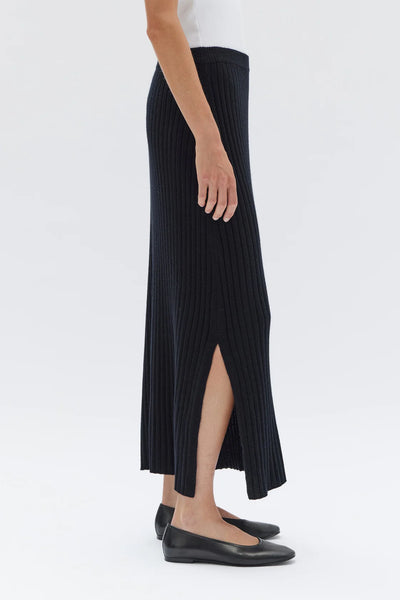Wool Cashmere Rib Skirt BLACK