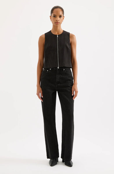 Maeve Pinstripe Vest BLACK