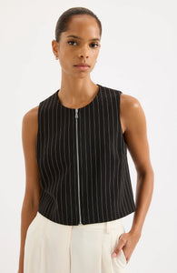 Maeve Pinstripe Vest BLACK