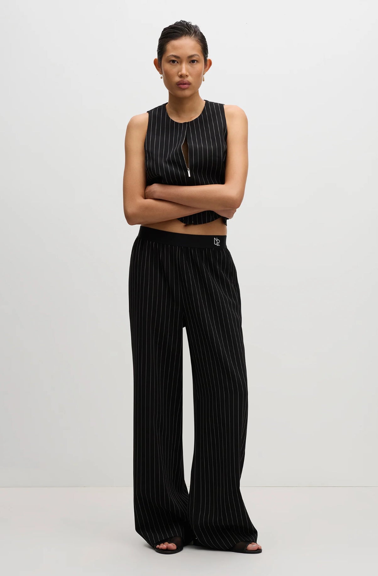 Maeve Pinstripe Pant BLACK