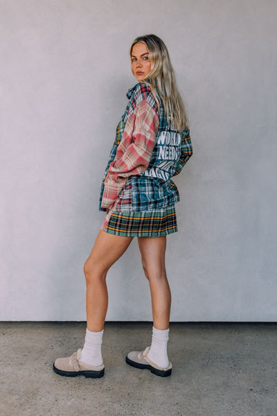 You’re Magic Flannel Skirt PINK/GREEN