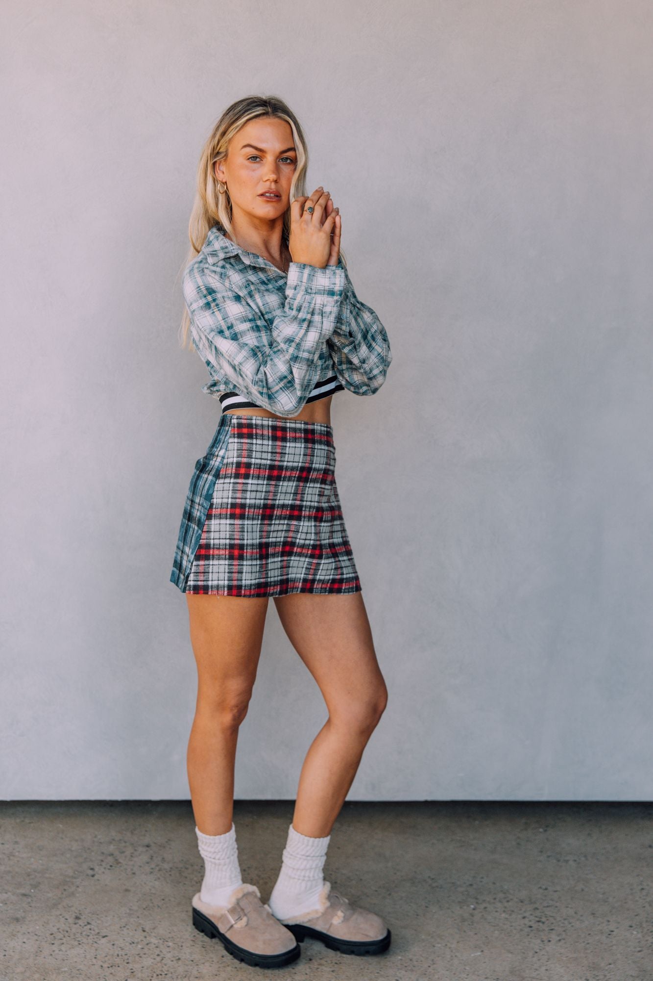 You’re Magic Flannel Skirt RED/GREEN