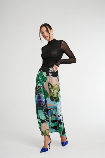LS Ruched High Neck Top MIDNIGHT