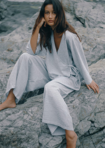 Mia Wrap Top SPIRULINA STRIPE