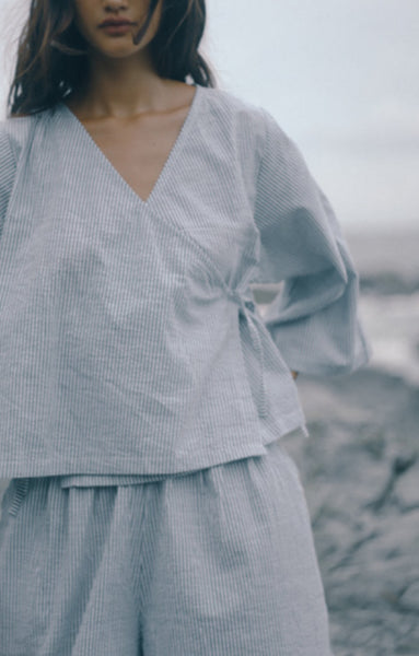Mia Wrap Top SPIRULINA STRIPE