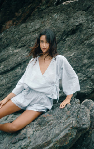 Mia Wrap Top SPIRULINA STRIPE