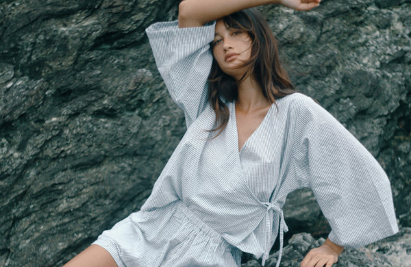 Mia Wrap Top SPIRULINA STRIPE