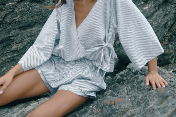 Mia Wrap Top SPIRULINA STRIPE
