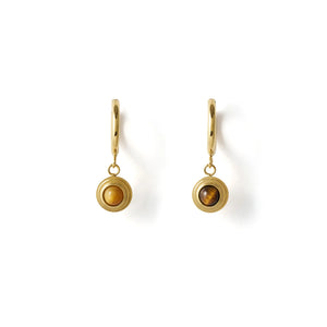 Asher Earrings TIGERS EYE/ 14K GOLD PLATED