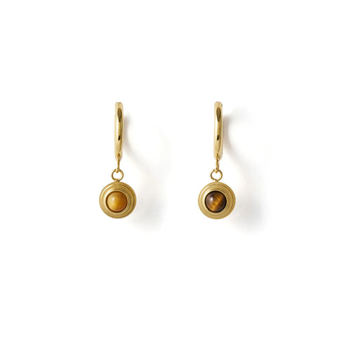 Asher Earrings TIGERS EYE/ 14K GOLD PLATED