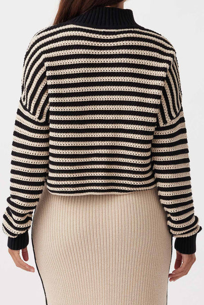 June Cropped Sweater SAND & BLACK