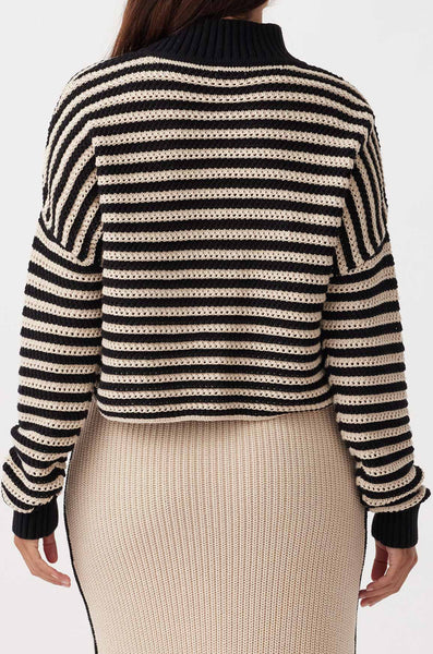 June Cropped Sweater SAND & BLACK