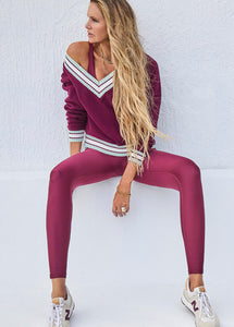 Josette V Neck Knit Sweater MERLOT