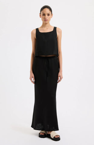 Amani Linen Skirt BLACK