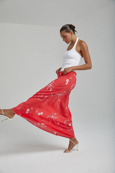 Relaxed Maxi Skirt RED DRAGON OF HEARTS