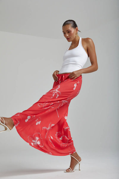 Relaxed Maxi Skirt RED DRAGON OF HEARTS