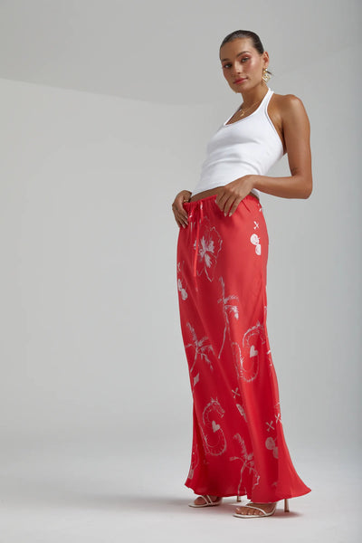 Relaxed Maxi Skirt RED DRAGON OF HEARTS