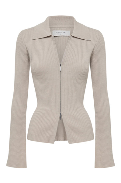 Betina Zip Front Knit MINK