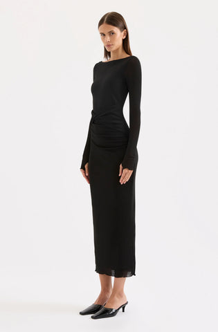 Dalton Mesh Maxi Dress BLACK
