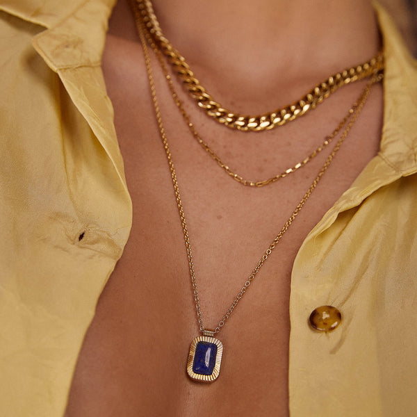 Teo Necklace 14K GOLD PLATED/LAPIS