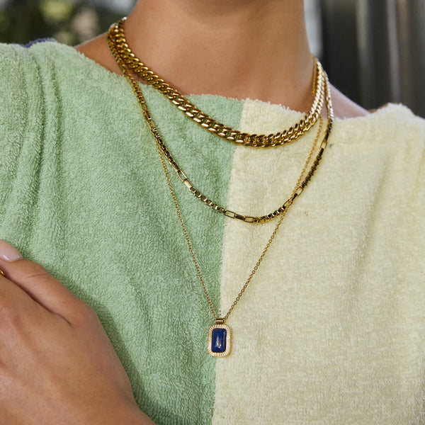 Teo Necklace 14K GOLD PLATED/LAPIS