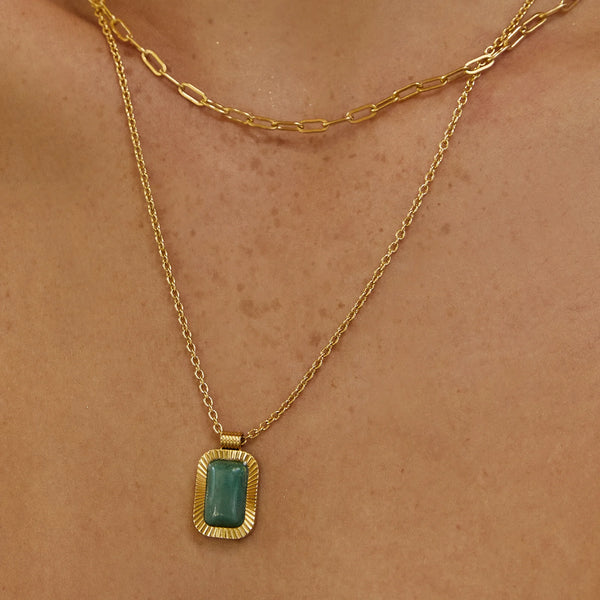 Teo Necklace 14K GOLD PLATED/JADE