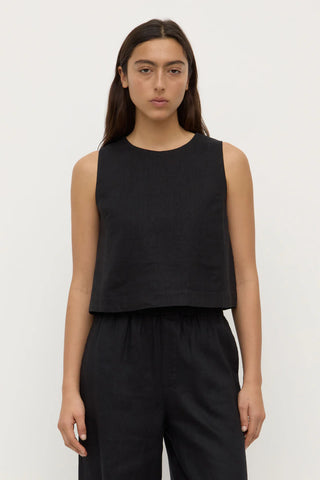 Estelle Linen Black Top BLACK