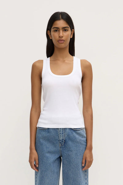 Robyn Scoop Neck Rib Tank WHITE