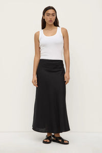Melody Linen Bias Skirt BLACK
