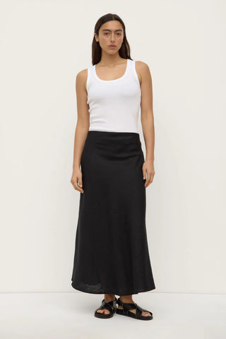 Melody Linen Bias Skirt BLACK