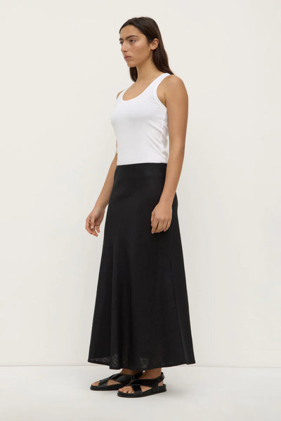 Melody Linen Bias Skirt BLACK