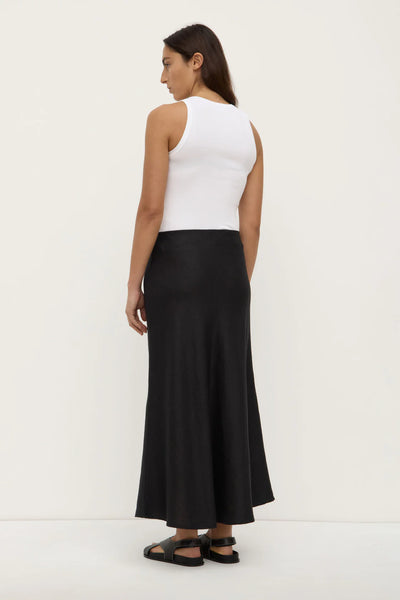 Melody Linen Bias Skirt BLACK