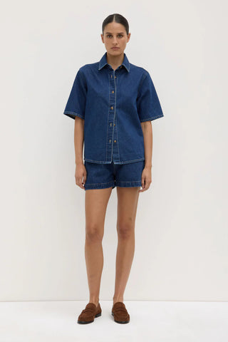 Boxy Denim Short Sleeve Shirt HERITAGE BLUE