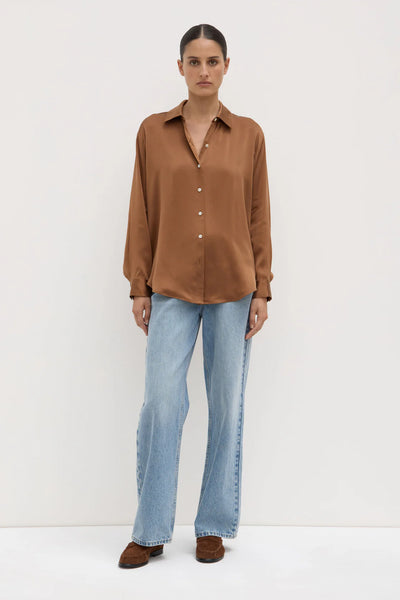 Pippa Silk Long Sleeve Shirt BRONZE