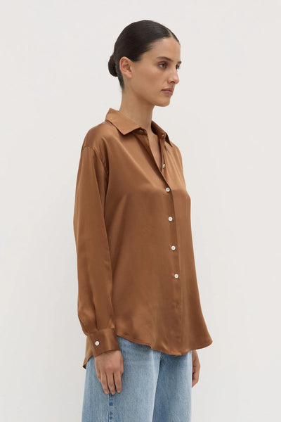 Pippa Silk Long Sleeve Shirt BRONZE