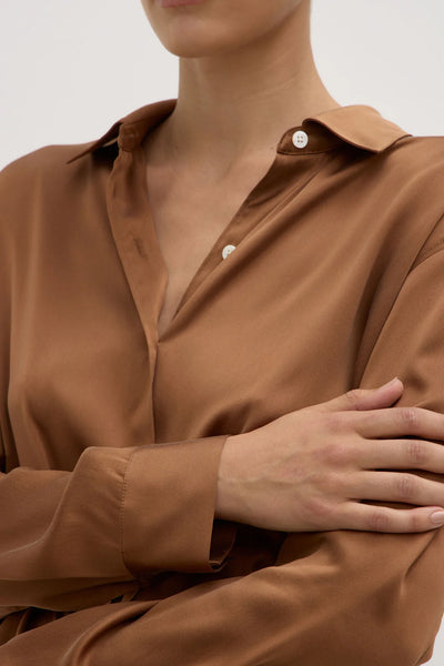 Pippa Silk Long Sleeve Shirt BRONZE