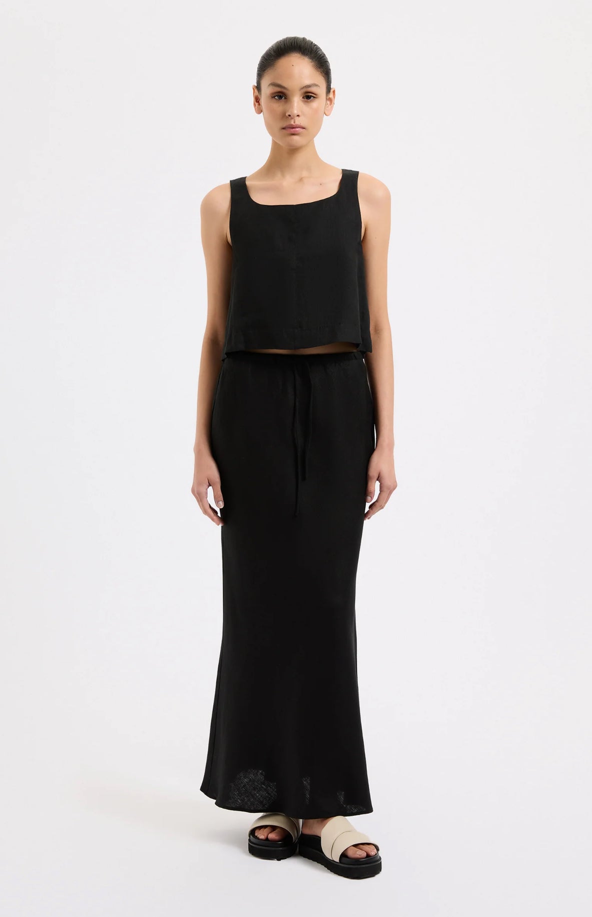 Amani Linen Skirt BLACK