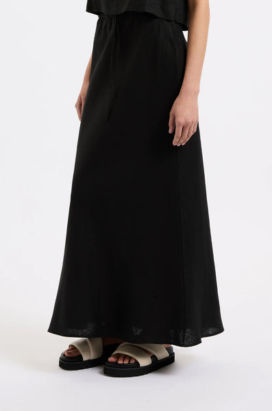 Amani Linen Skirt BLACK