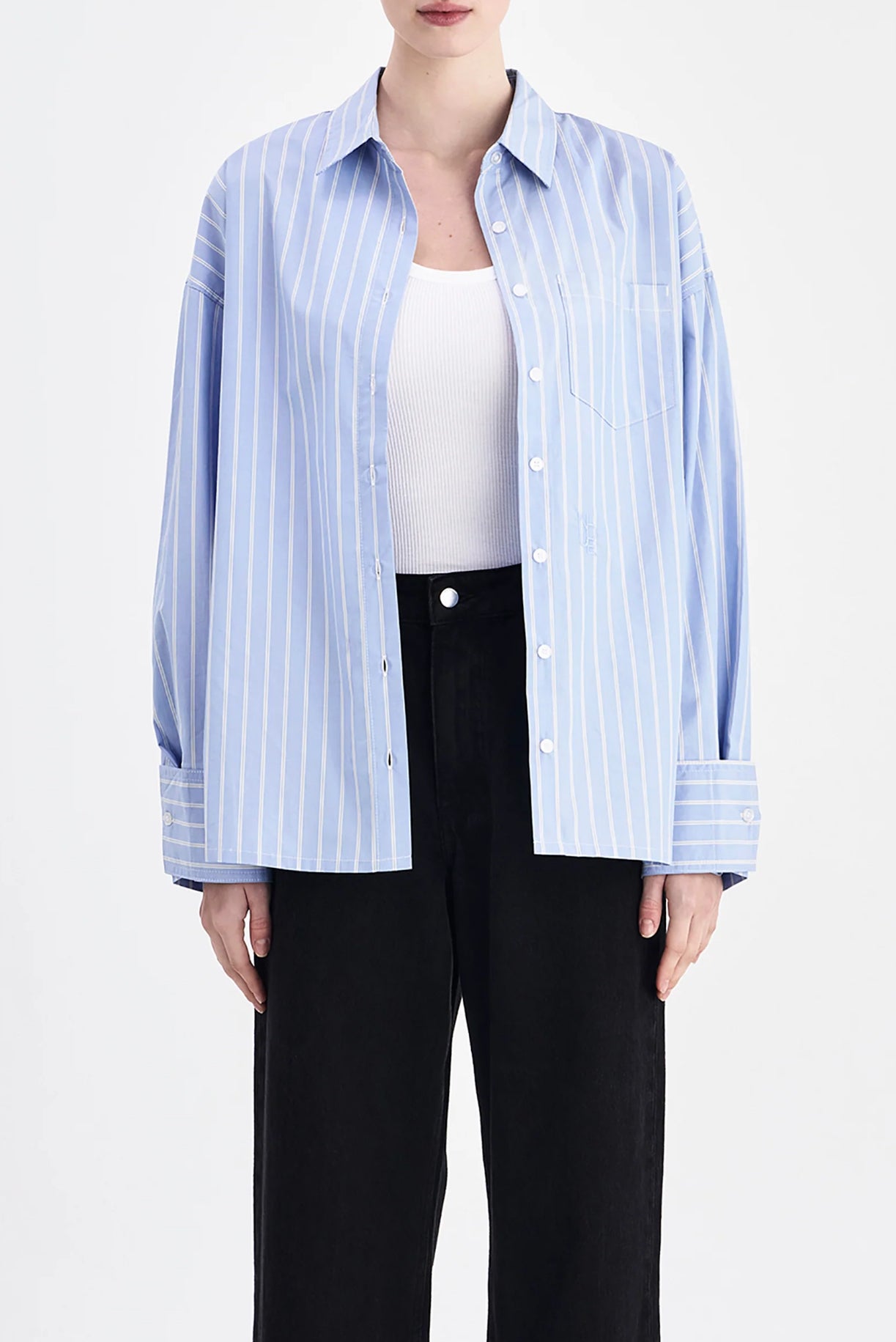 Organic Poplin Shirt SKY STRIPE