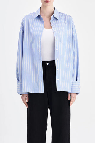 Organic Poplin Shirt SKY STRIPE