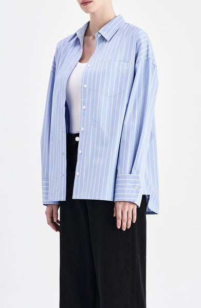 Organic Poplin Shirt SKY STRIPE