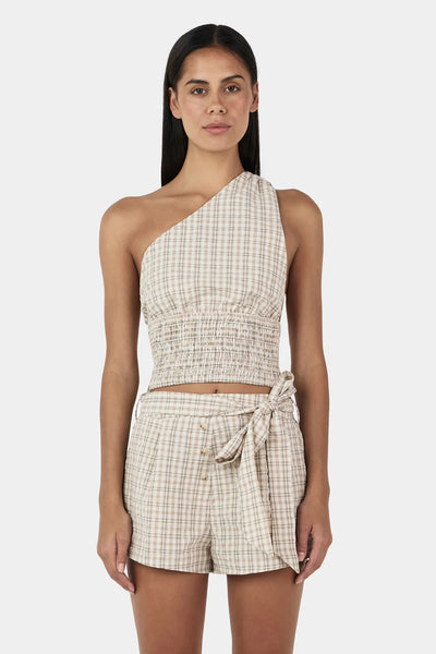 Sammy Asym Top BEIGE TARTAN