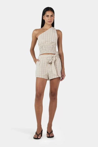 Sammy Asym Top BEIGE TARTAN