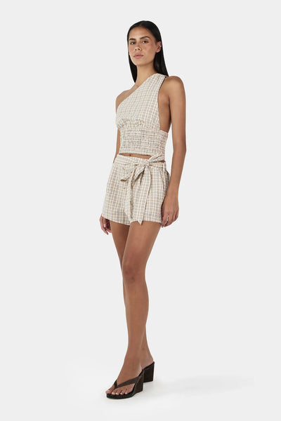 Sammy Asym Top BEIGE TARTAN