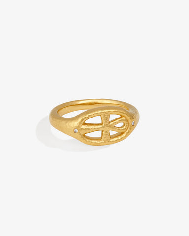 Cairo Seal Ring DIAMOND 18K GOLD VERMEIL