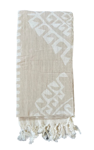 Turkish Towel Aztec Pattern BEIGE