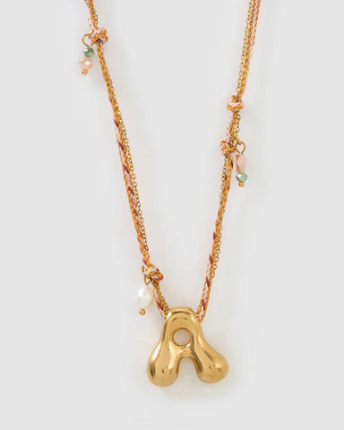 Bubble Letter Necklace 14K GOLD PLATED