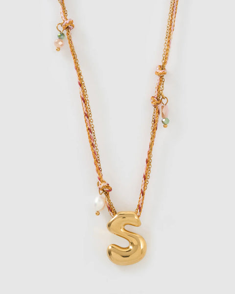Bubble Letter Necklace 14K GOLD PLATED