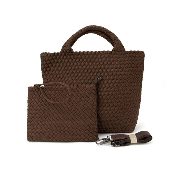 Woven Neoprene Shoulder Tote CHOC BROWN