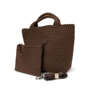 Woven Neoprene Shoulder Tote CHOC BROWN